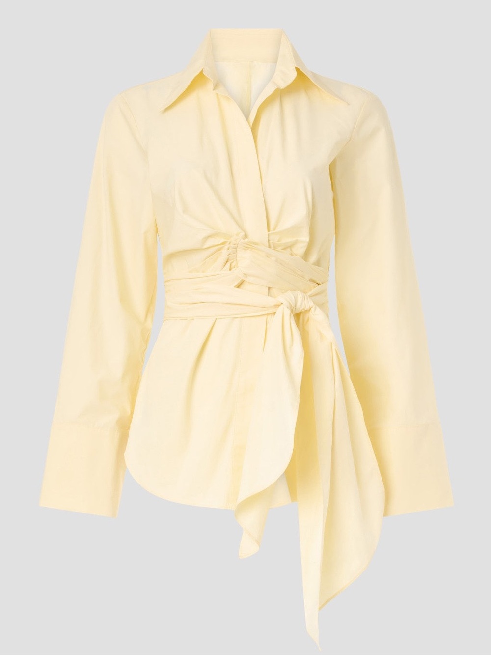 Ronny Kobo Yellow Wrap Button Down Top Collared Shirt